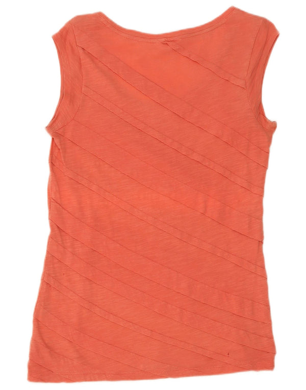 Calvin Klein feminino em camadas colete top UK 6 XS laranja algodão manchado