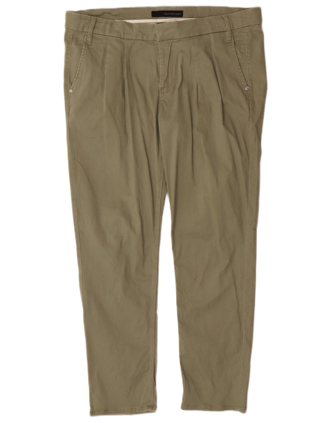 Calvin Klein Jeans Masculino Slim Chino Calça W32 L27 Cáqui Algodão Clássico