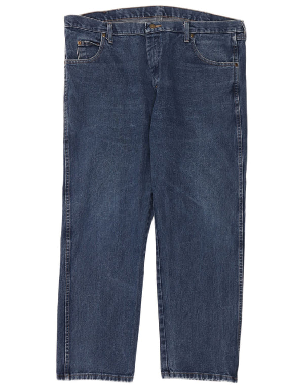 Wrangler Mens Straight Jeans W42 L30 Azul Algodão