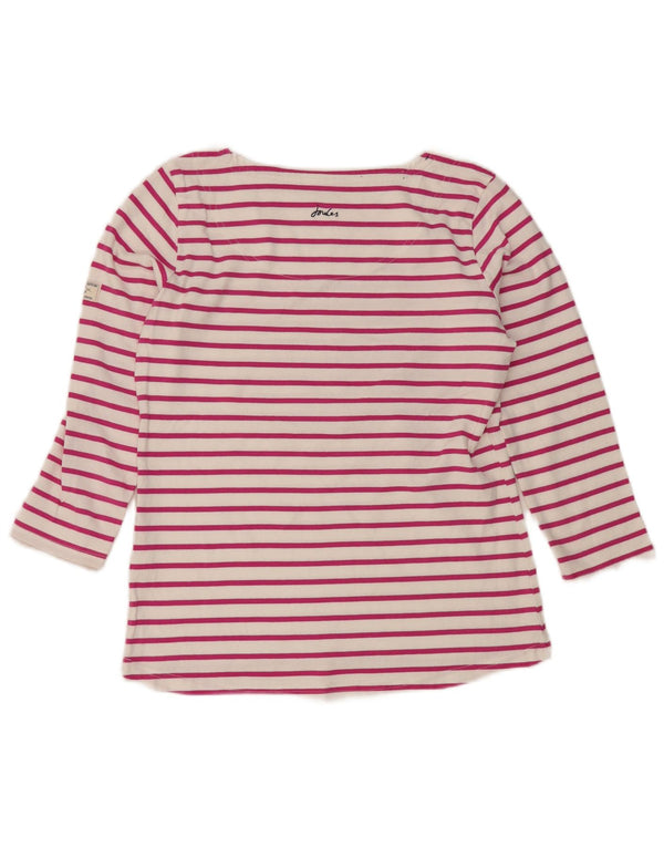Top feminino Joules manga 3/4 Reino Unido 10 algodão listrado rosa pequeno