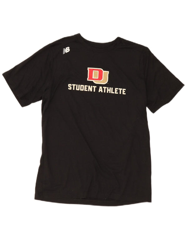 Camiseta gráfica masculina New Balance grande poliéster preto