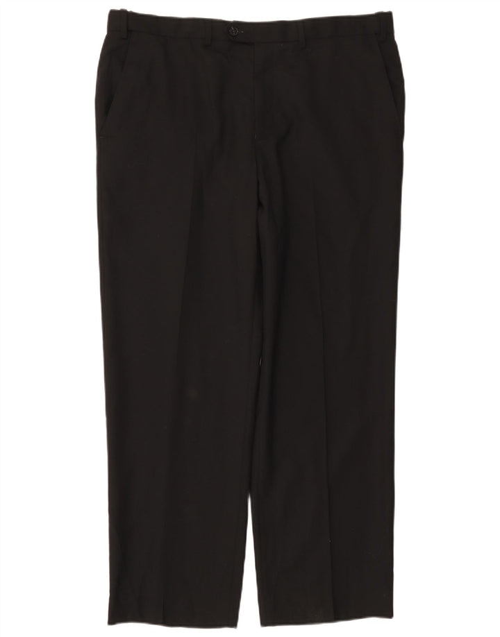 Calça feminina reta regular Marks & Spencer W36 L29 lã preta
