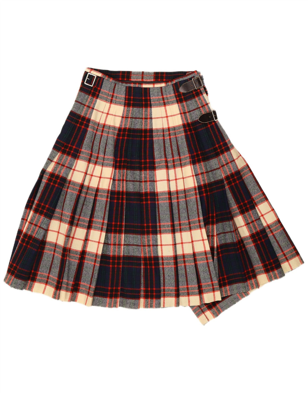 Saia feminina vintage Kilted W26 pequena xadrez azul marinho