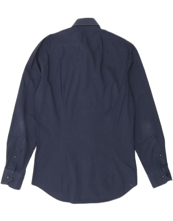 Camisa masculina sob medida Tommy Hilfiger tamanho 37 14 1/2 pequeno algodão azul marinho