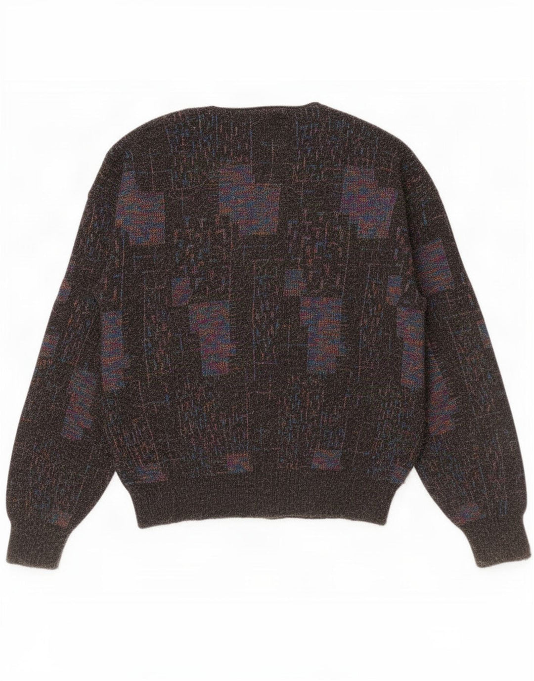 Suéter cardigã masculino vintage grande geométrico marrom