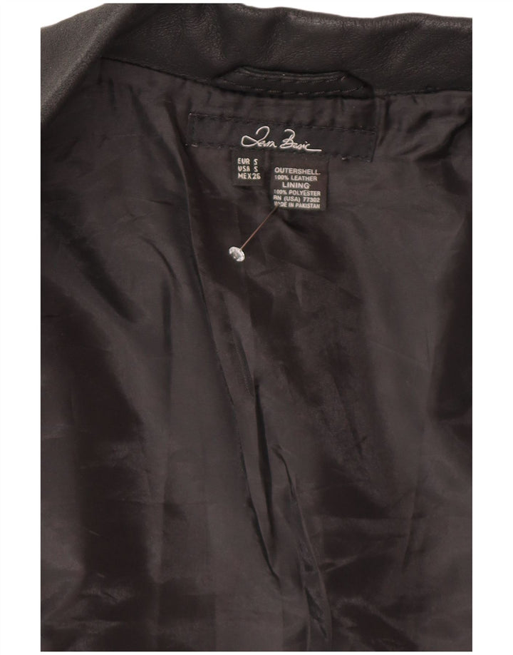 Jaqueta blazer feminina de couro com 2 botões Zara Reino Unido 10 couro preto pequeno
