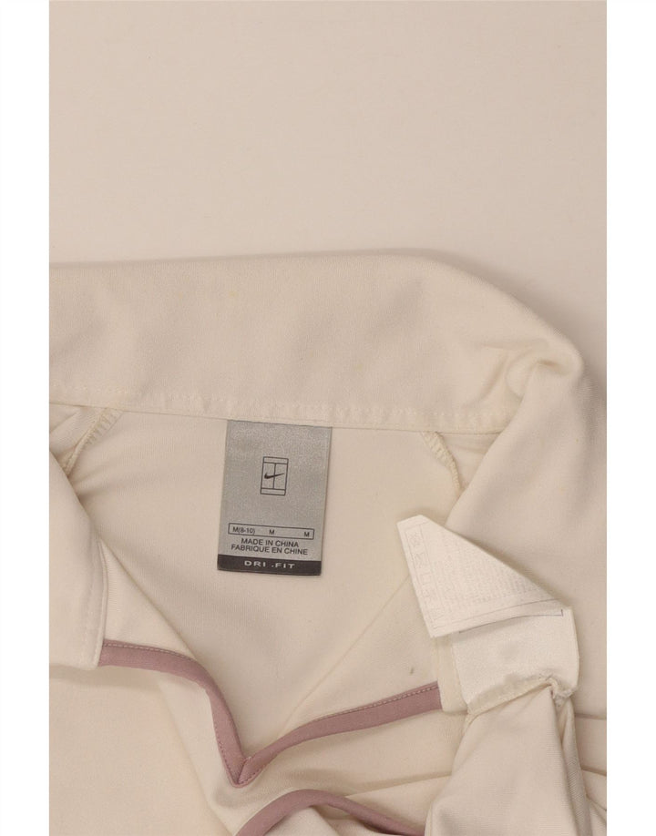 Camisa polo feminina Nike Dri Fit Crop US 8/10 médio branco poliéster