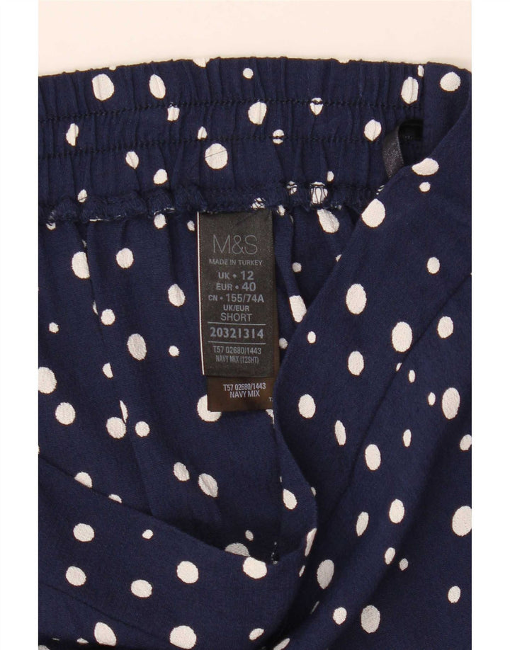 Bermuda feminina Marks & Spencer UK 12 médio W32 azul marinho manchado