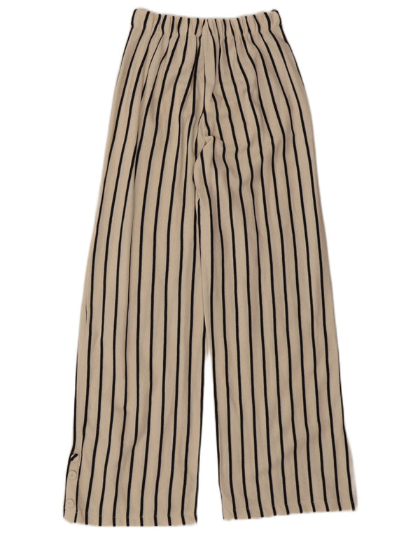 Calça casual feminina Zara com perna larga 13-14 anos W22 L27 risca de giz bege