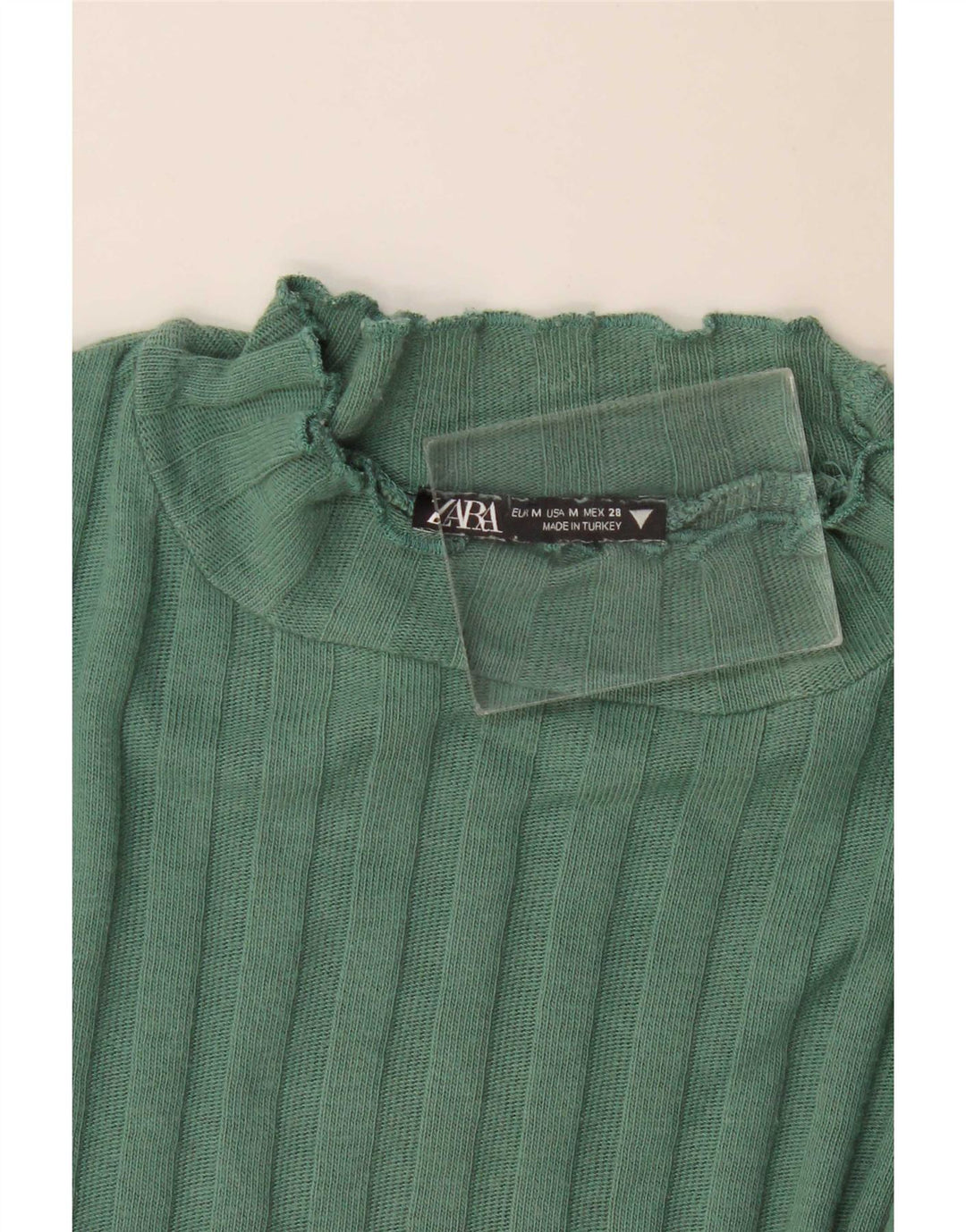 Zara Womens Crop Top Manga Longa Reino Unido 12 Verde Médio