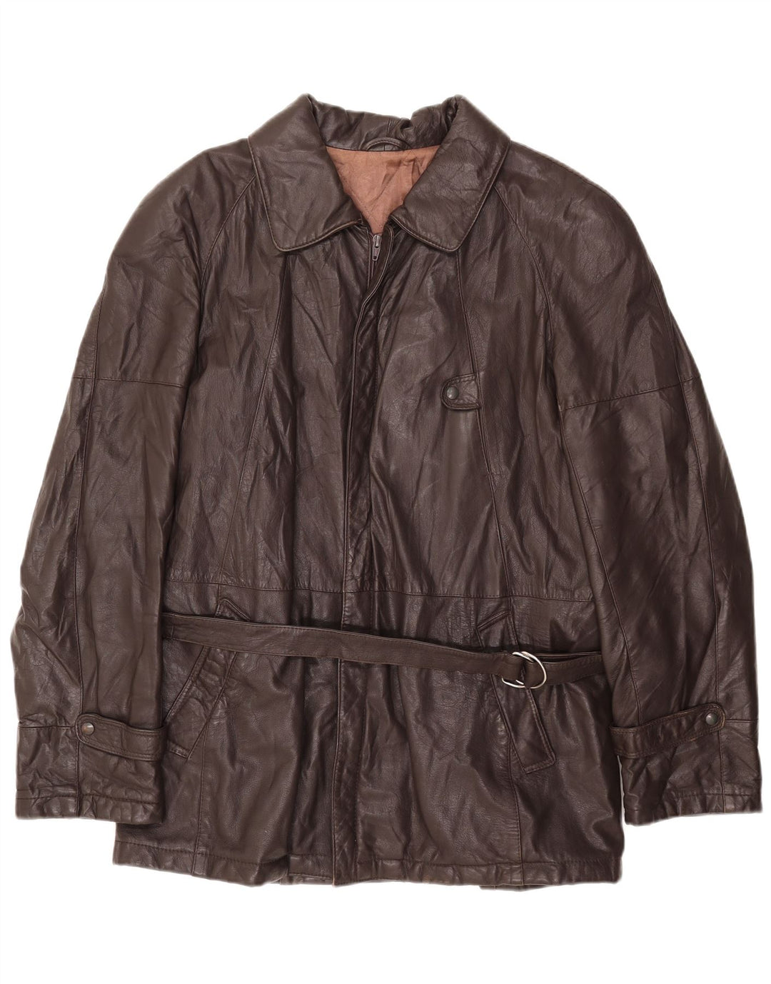 Jaqueta de couro masculina VINTAGE IT 54 2XL couro marrom