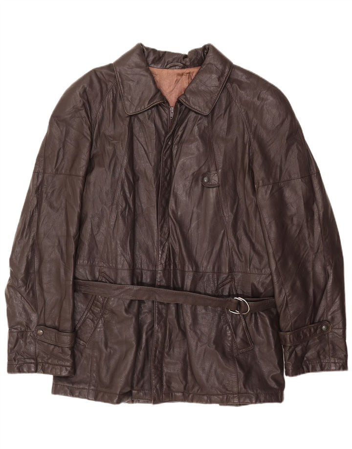 Jaqueta de couro masculina VINTAGE IT 54 2XL couro marrom