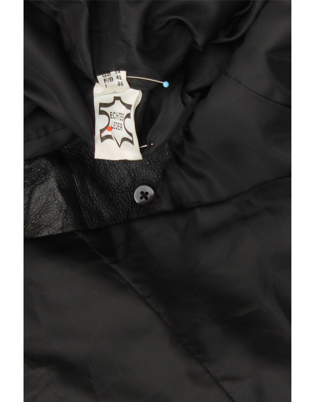 Casaco de couro feminino vintage Reino Unido 14 grande couro preto