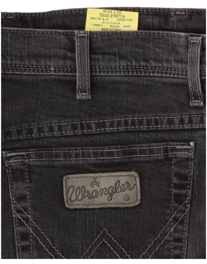 Wrangler Masculino Texas Stretch Straight Jeans W34 L31 Algodão Cinza