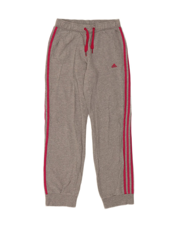 Adidas meninas calças de treino joggers 11-12 anos cinza manchado algodão