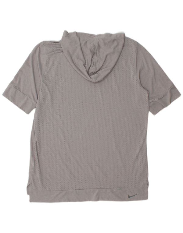 Camiseta Nike masculina Dri Fit com capuz Top cinza médio poliéster