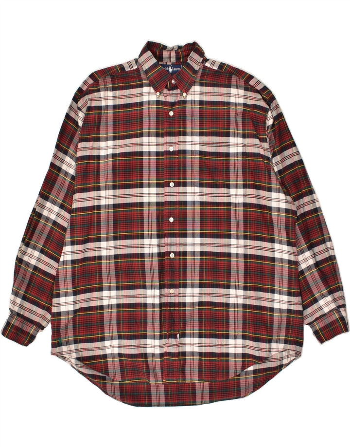 Camisa masculina RALPH LAUREN grande algodão xadrez vermelho
