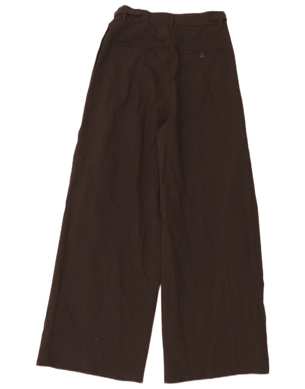 Zara Calça Chino Feminina Cintura Alta Perna Larga XS W24 L31 Risca de Giz Marrom