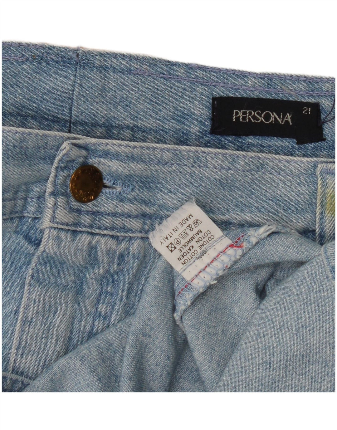 Saia jeans feminina Persona tamanho 21 médio W30 algodão azul