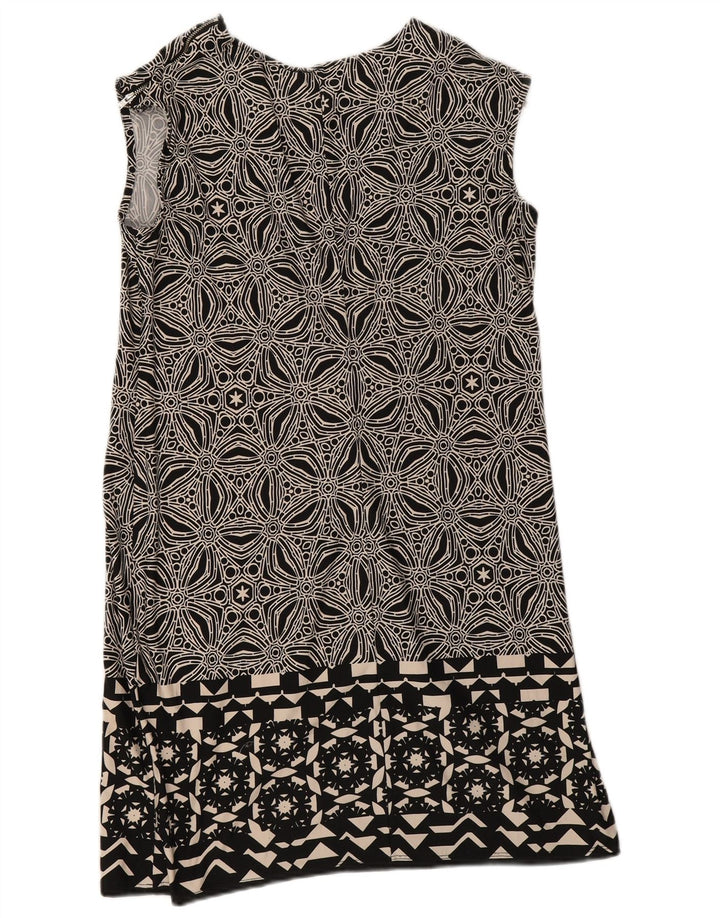 Vestido feminino Wallis sem mangas UK 12 poliéster geométrico preto médio