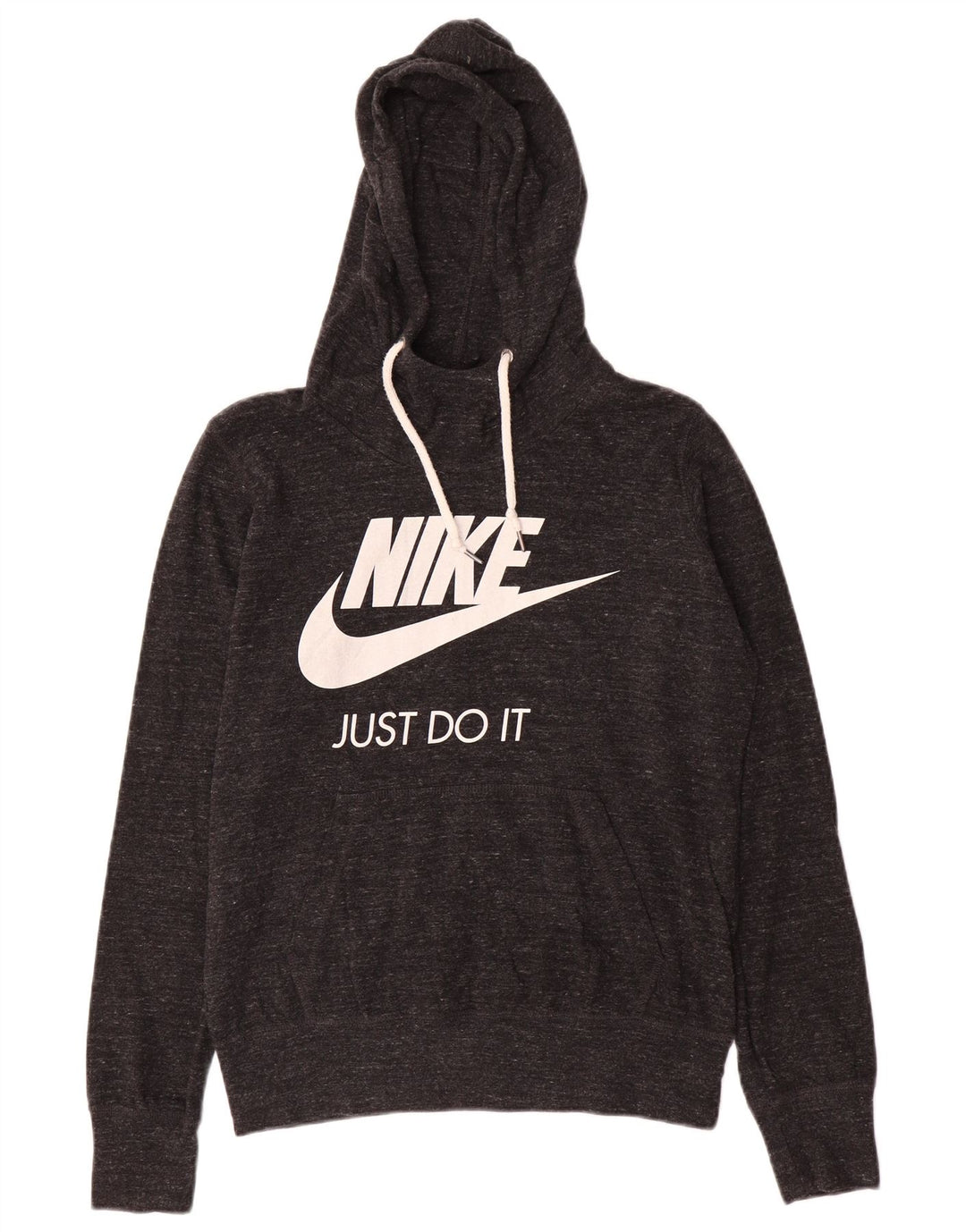 Jumper com capuz gráfico feminino NIKE UK 14 cinza médio manchado de algodão