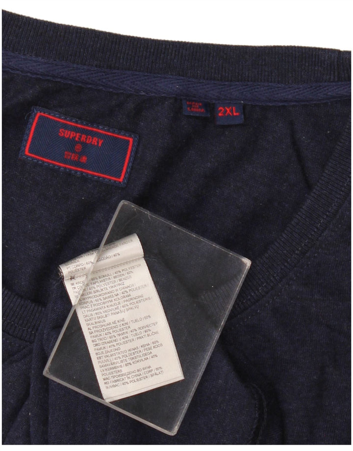 Colete gráfico masculino Superdry Top 2XL algodão azul marinho
