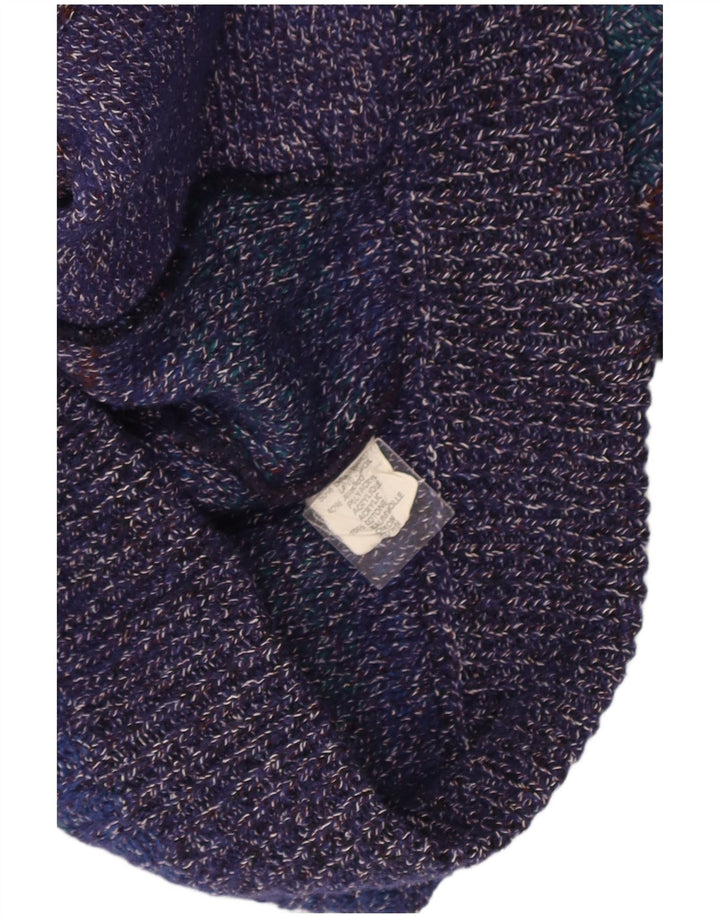 Suéter cardigã masculino vintage IT 52 grande lã manchada multicolorida