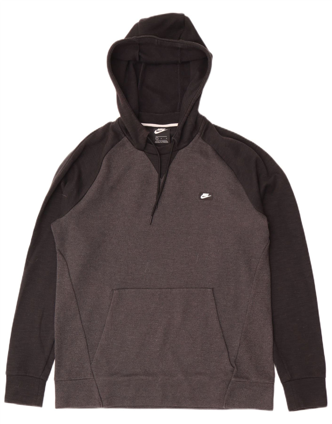 Moletom com capuz masculino Nike grande cinza colorblock algodão