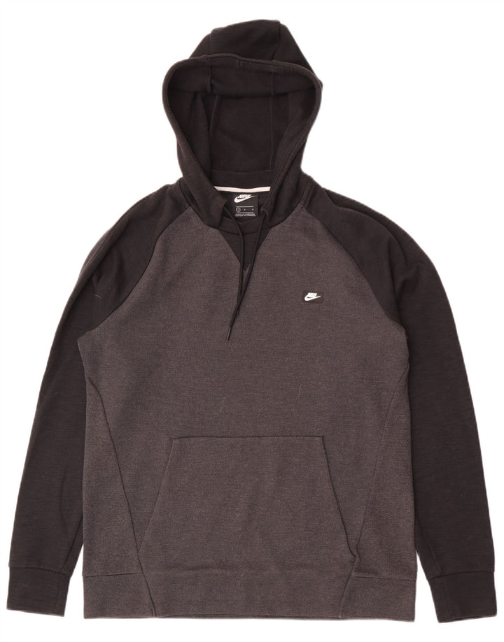 Moletom com capuz masculino Nike grande cinza colorblock algodão