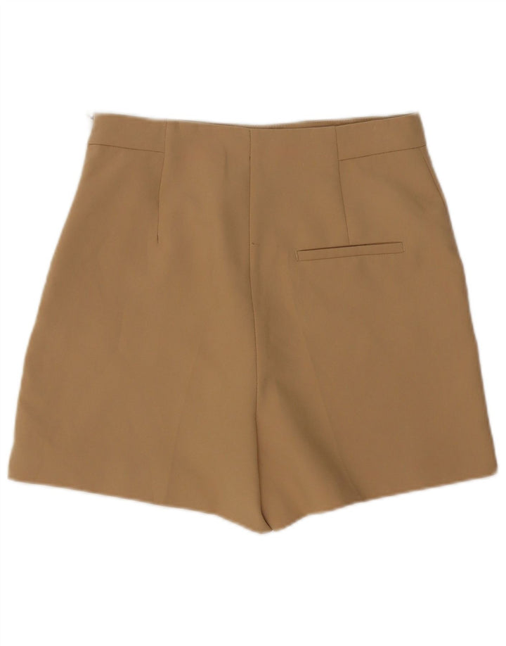 Zara Shorts feminino cintura alta casual médio W28 poliéster bege