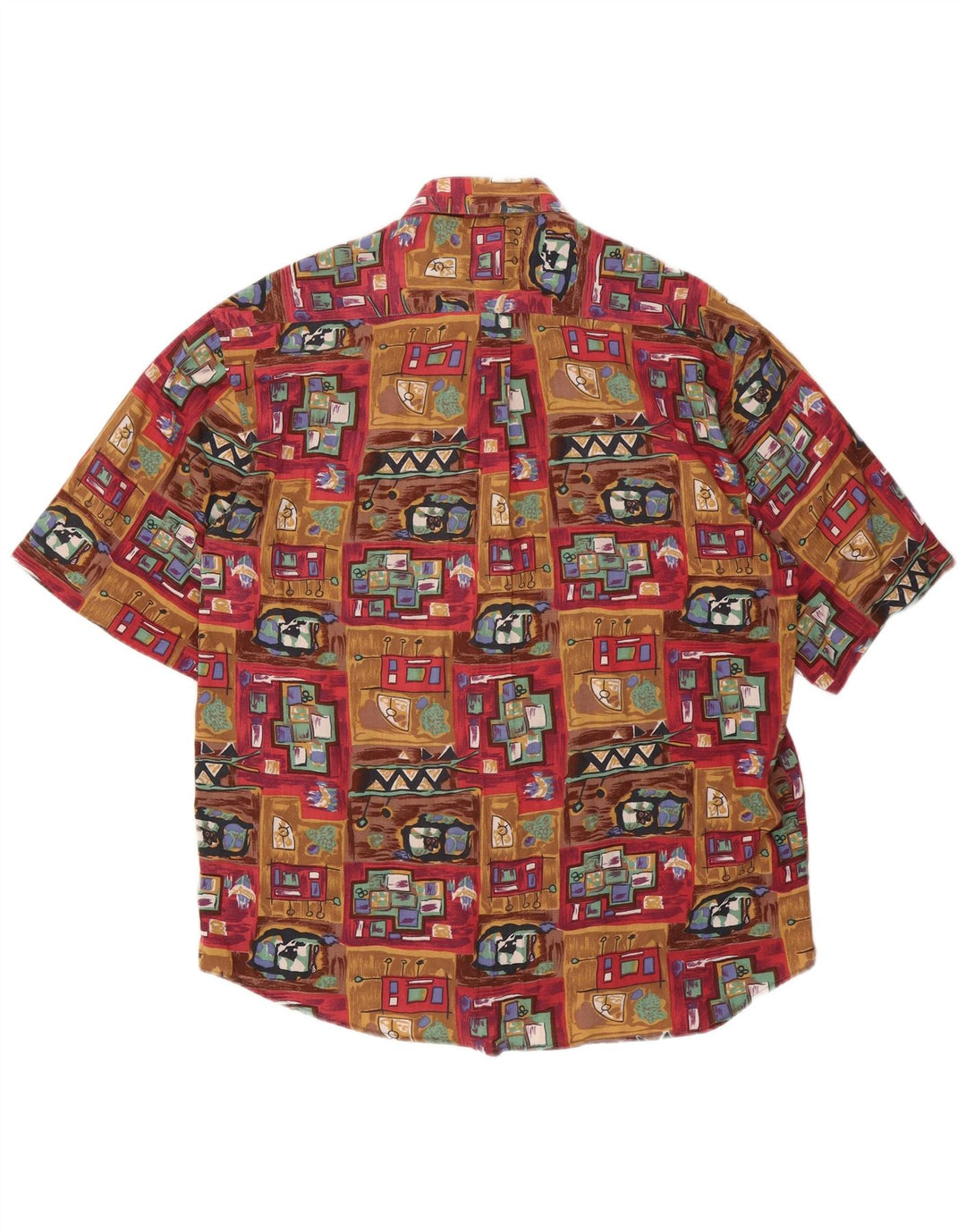 Camisa masculina VINTAGE manga curta XL marrom patchwork
