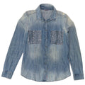 Guess Camisa jeans feminina grande Reino Unido 6 XS azul algodão