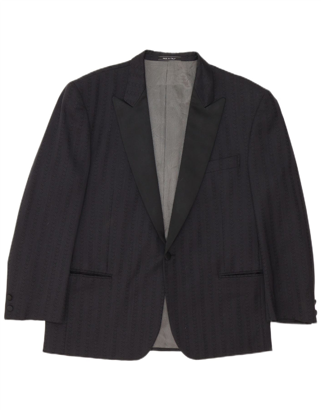 Jaqueta blazer masculina vintage com 1 botão IT 54 2XL lã virgem listrada azul marinho