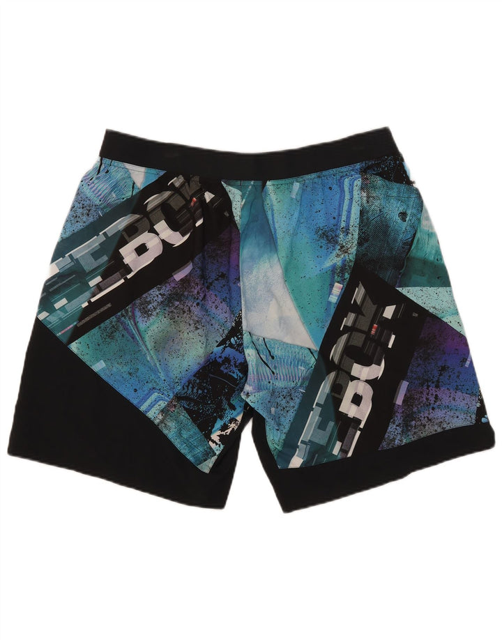 Shorts de natação masculinos Reebok Graphic grande azul colorblock poliéster