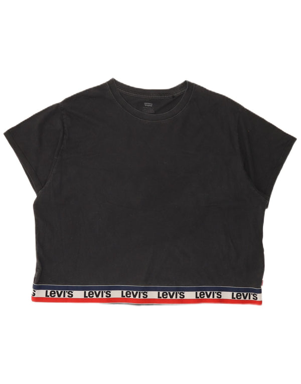 Camiseta feminina Levi's Crop Oversized Graphic UK 16 grande algodão preto