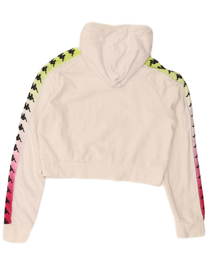 KAPPA Suéter feminino com capuz e estampa gráfica UK 14 médio branco