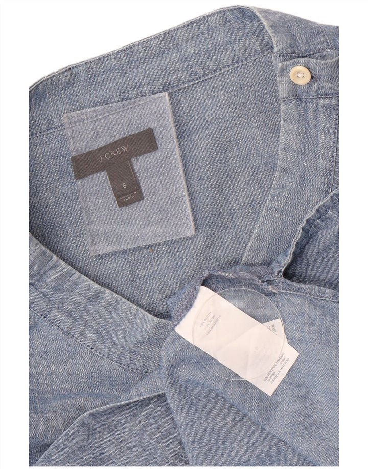 Blusa feminina J. Crew de manga comprida US 6 algodão azul médio
