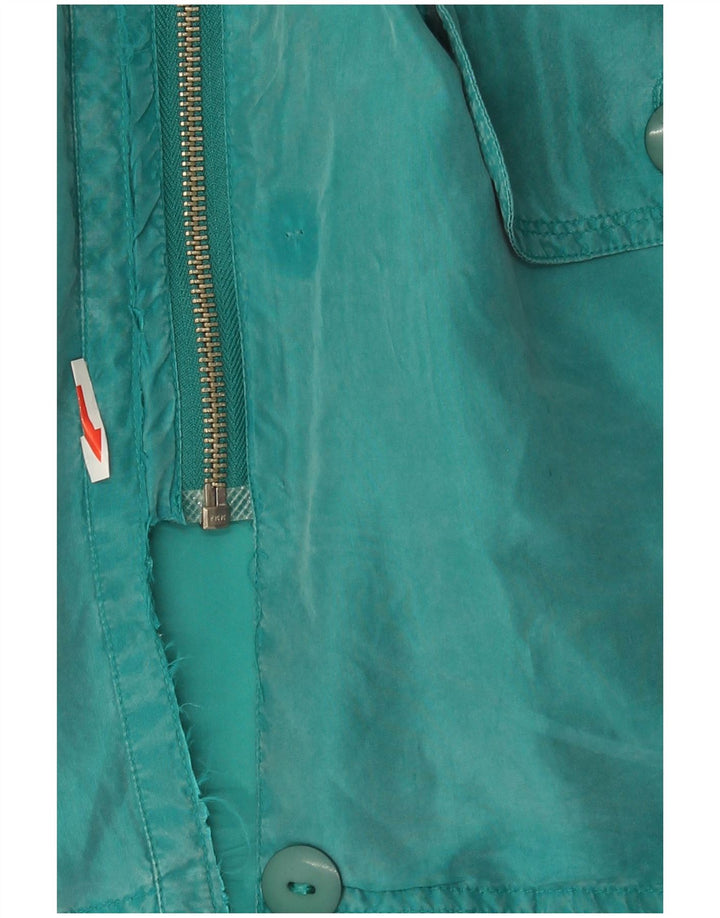 Sobretudo feminino vintage IT 44 seda turquesa média