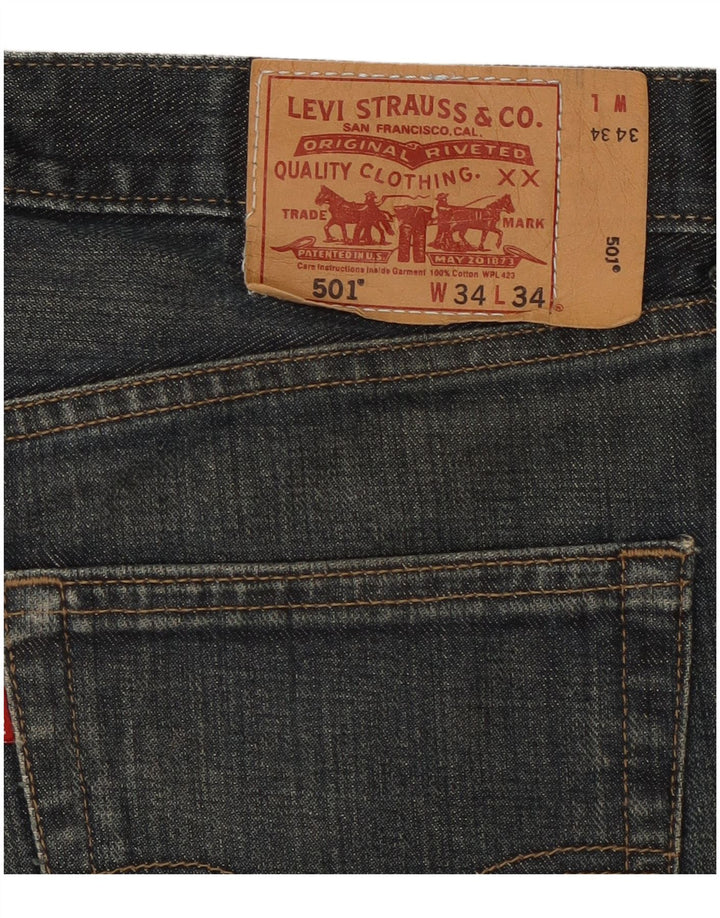 LEVI'S Mens 501 Shorts Jeans W34 Grande Algodão Azul