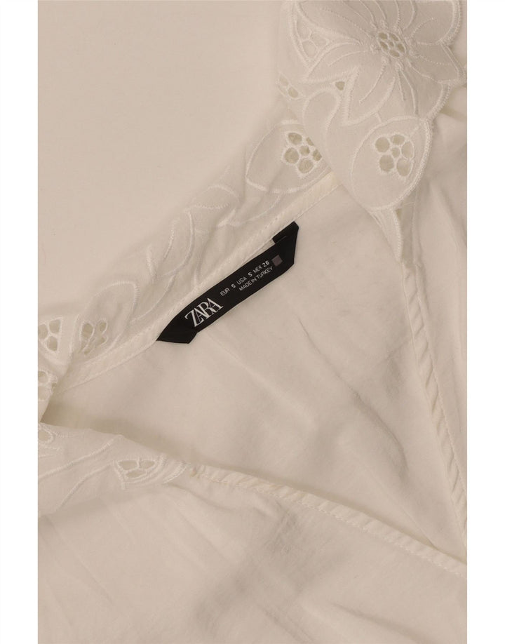 Blusa feminina Zara Top UK 10 pequena branca
