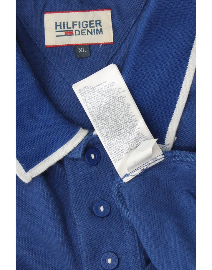 TOMMY HILFIGER Mens Graphic Polo Shirt XL Blue Cotton Vintage Tommy Hilfiger and Second-Hand Tommy Hilfiger from Messina Hembry 
