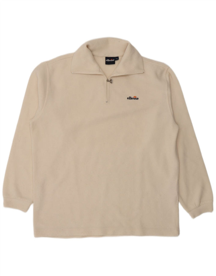 Suéter de lã masculino Ellesse com zíper e gola 2XL poliéster branco