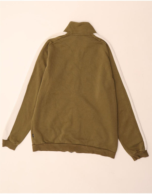 PUMA Mens Tracksuit Top Jacket Médio Cáqui Colourblock Algodão