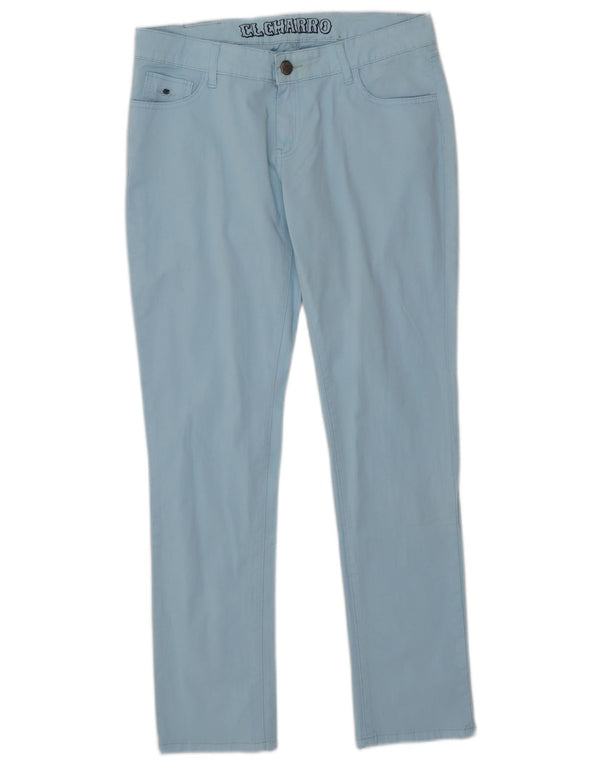 El Charro Womens Slim Casual Trousers W32 L30 Blue Cotton