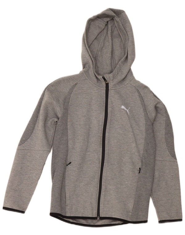 Suéter Puma Boys Zip com capuz 11-12 anos cinza colorblock algodão