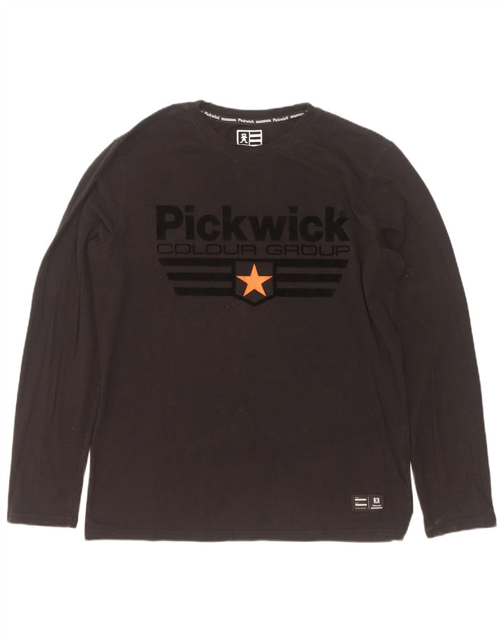 Top gráfico masculino Pickwick manga comprida grande preto