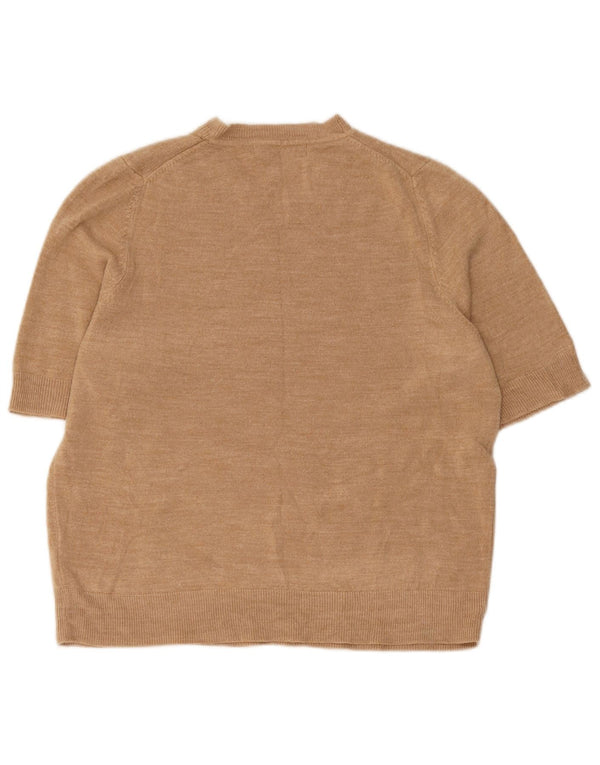 Suéter feminino Marks & Spencer com gola canoa Reino Unido 16 grande marrom