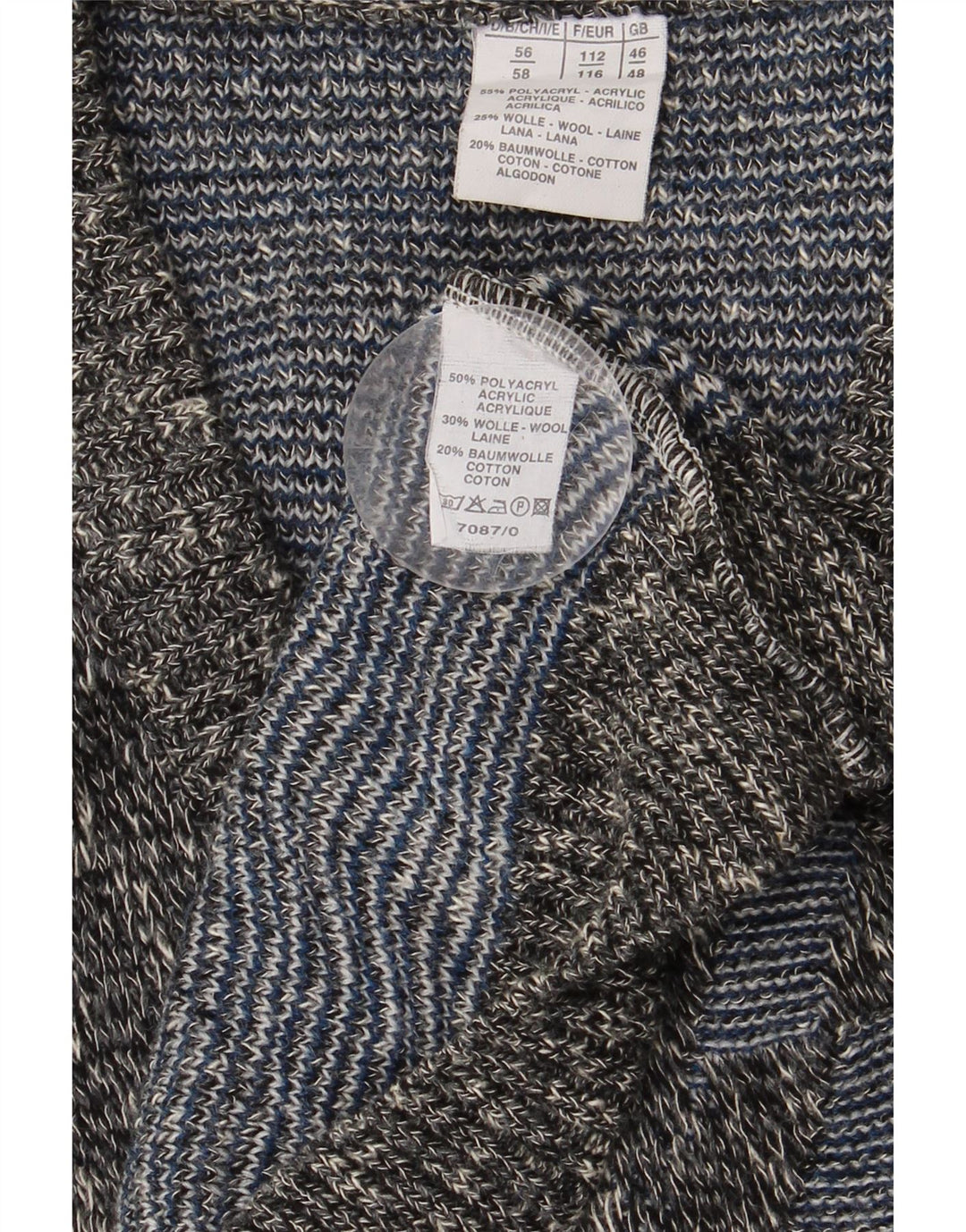 Suéter masculino VINTAGE com decote em V UK 46/48 2XL geométrico multicolorido