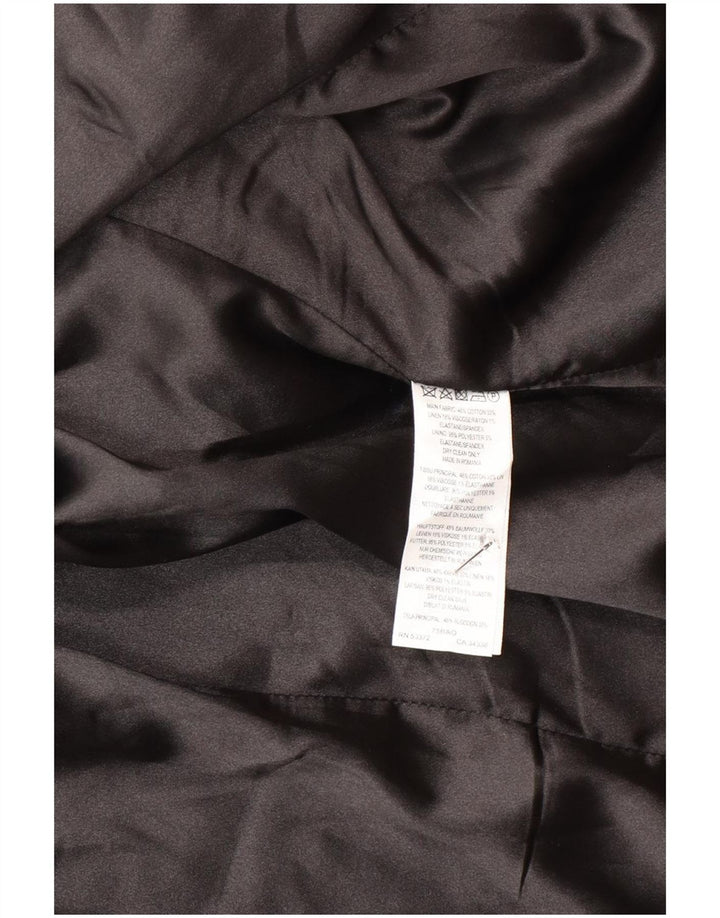 Jaqueta blazer feminina de 2 botões da French Connection Reino Unido 12 risca de giz cinza médio