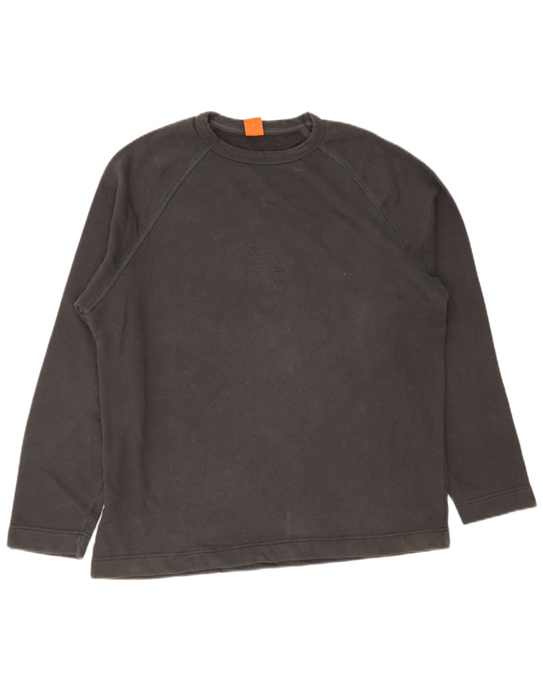 Hugo Boss Mens Graphic Top Manga Longa Grande Algodão Cinza